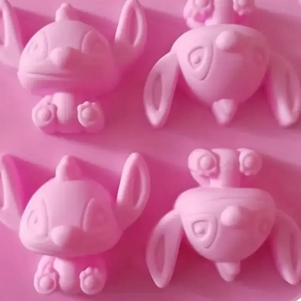 4 Ice Cube PINK Stitch Silicone cake chocolate Tray Treat Mold Bakeware GIRLY